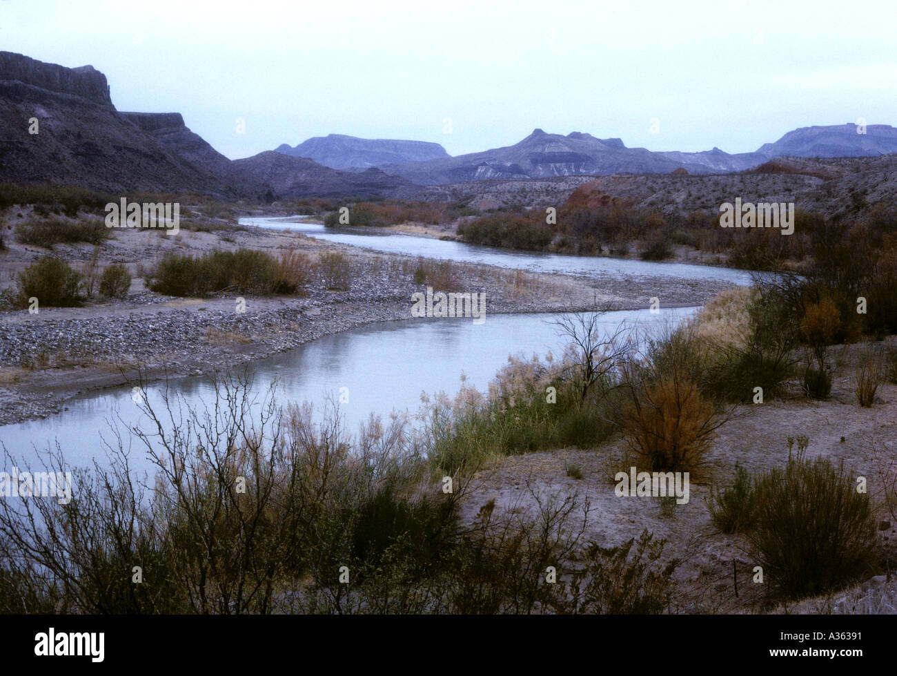 Rio Grande River between Texas and Mexico Mexico is on the left and ...