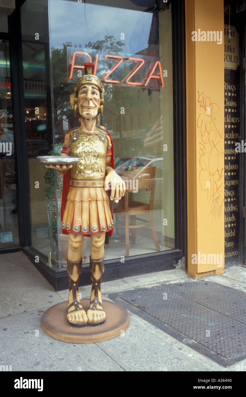 Statue outside Luciano s Pizzeria Stock Photo Alamy