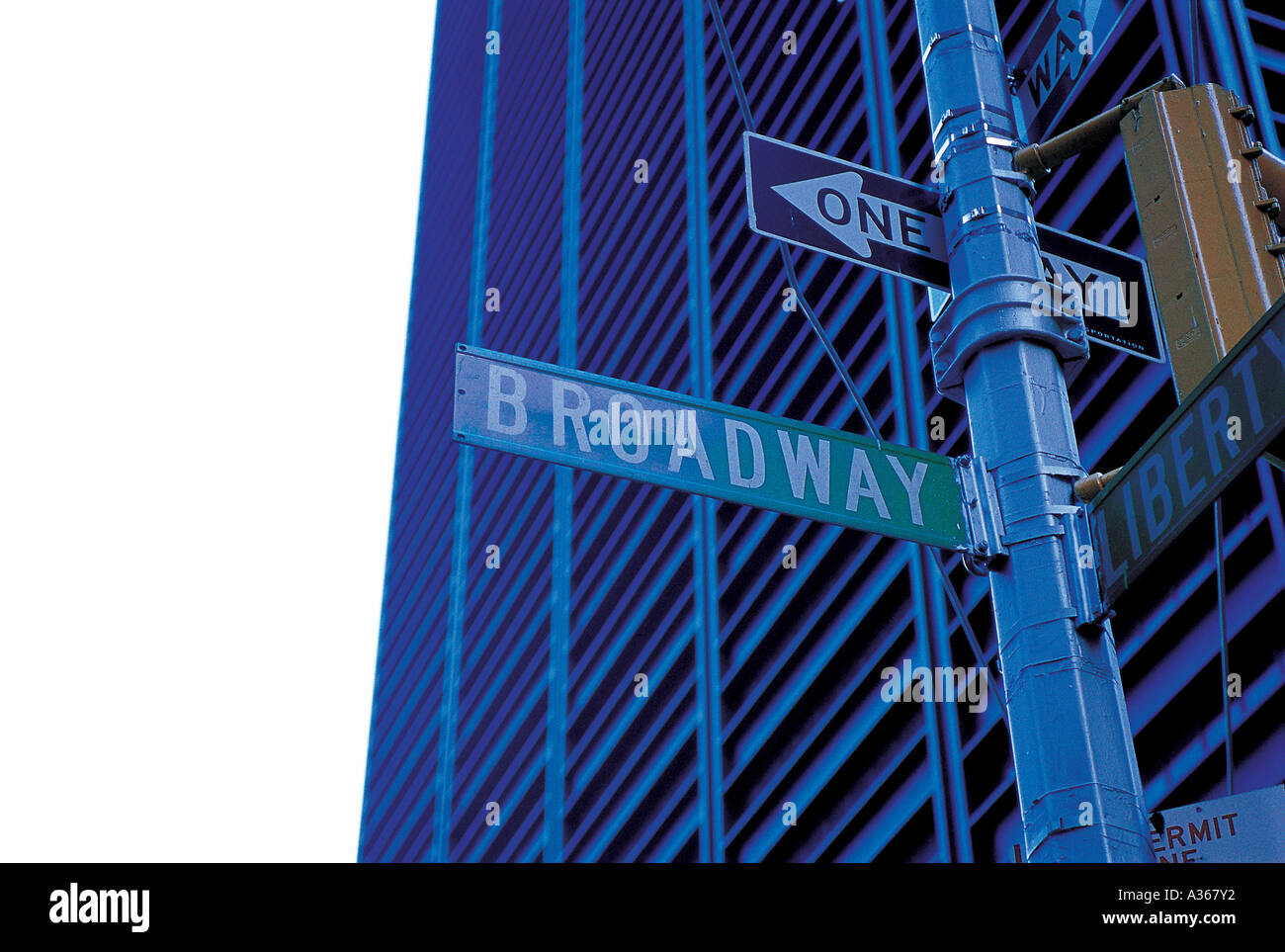 America,sign,road sign,distance,Broadway,New York Stock Photo - Alamy