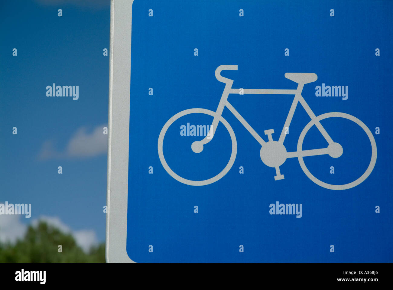 Bicycle cycle path sign close up Stock Photo