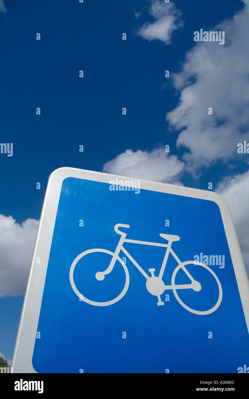 Bicycle sign on a bicycle lane Stock Photo
