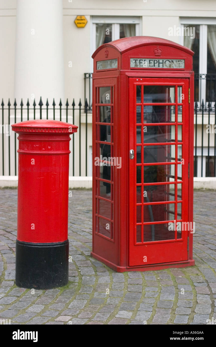 Royal Mail post box and British Telecom telephone box at Saint Katherines Dock London Stock Photo