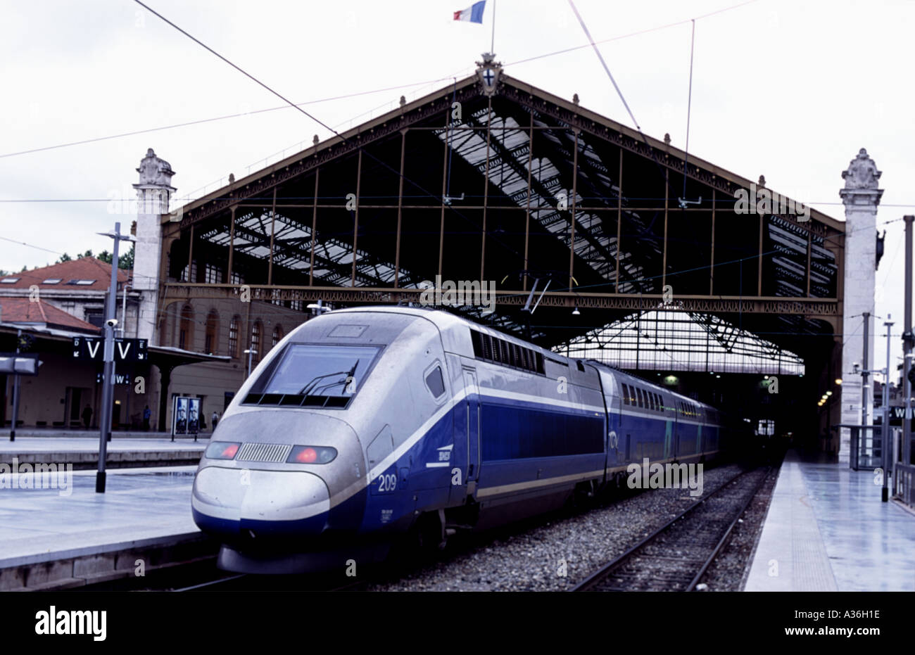 TGV double-decker train, Marseille, France. Stock Photo