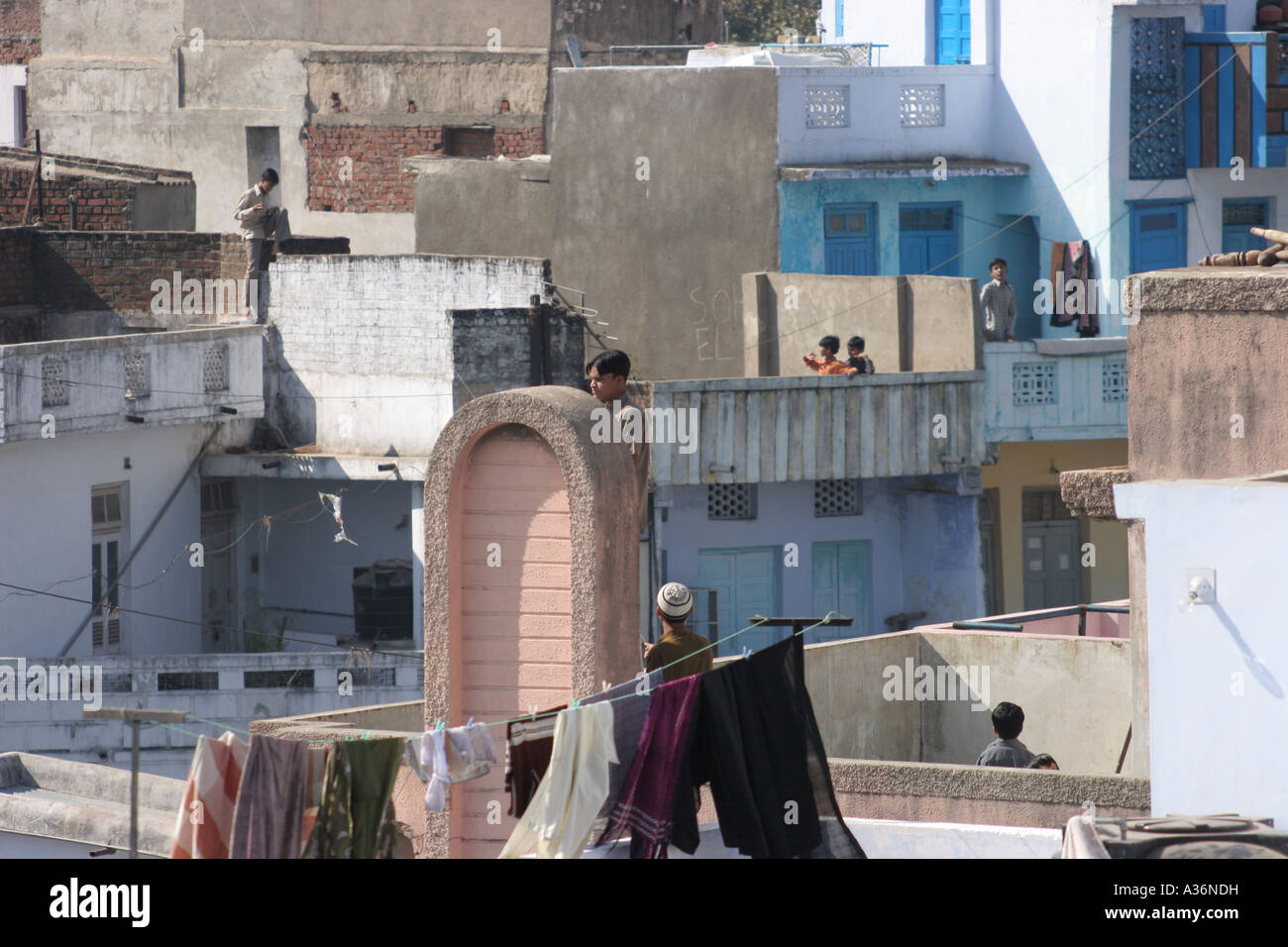 Rooftops of Indian city Stock Photo - Alamy