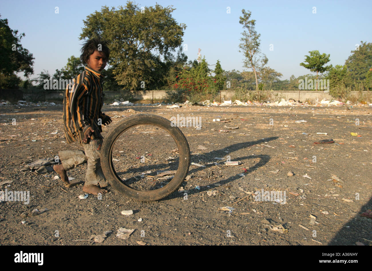 Boy whipping wheel Stock Photo