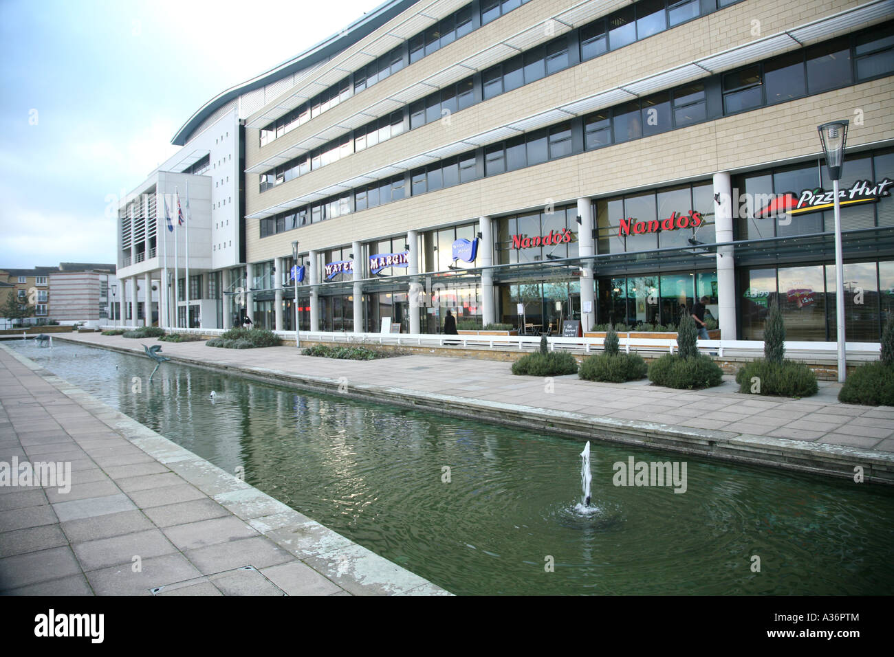 Harlow town center shopping at the water gardens Stock Photo Alamy