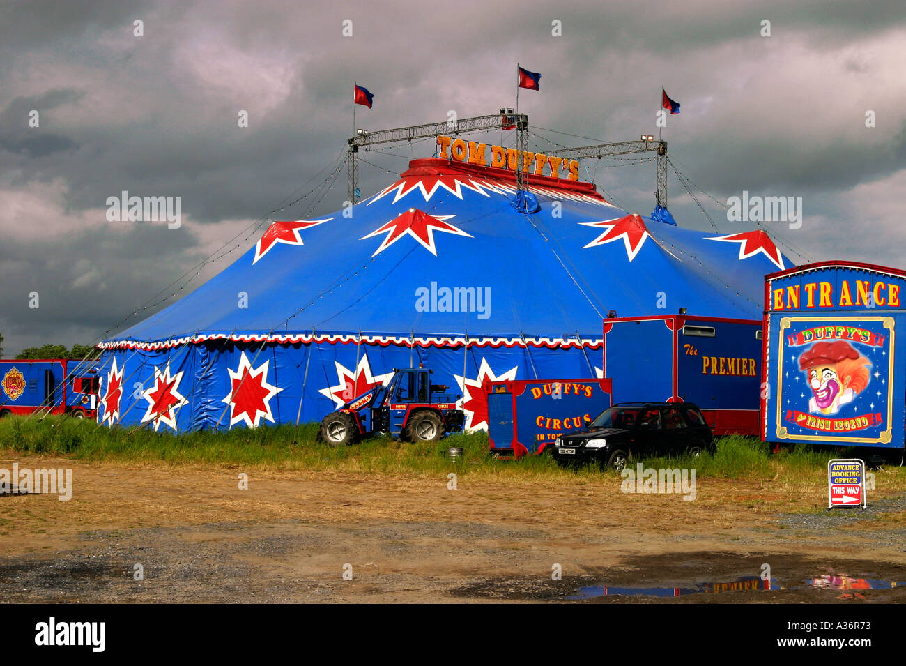 Duffy's Blue Circus Tent Dublin Ireland Stock Photo