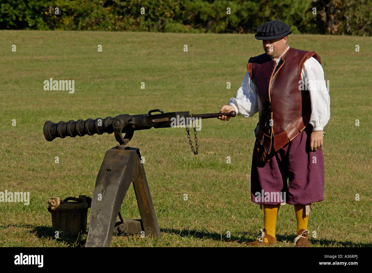 Portuguese swivel gun from the 1600s artillery demonstration at Yorktown battlefield Virginia