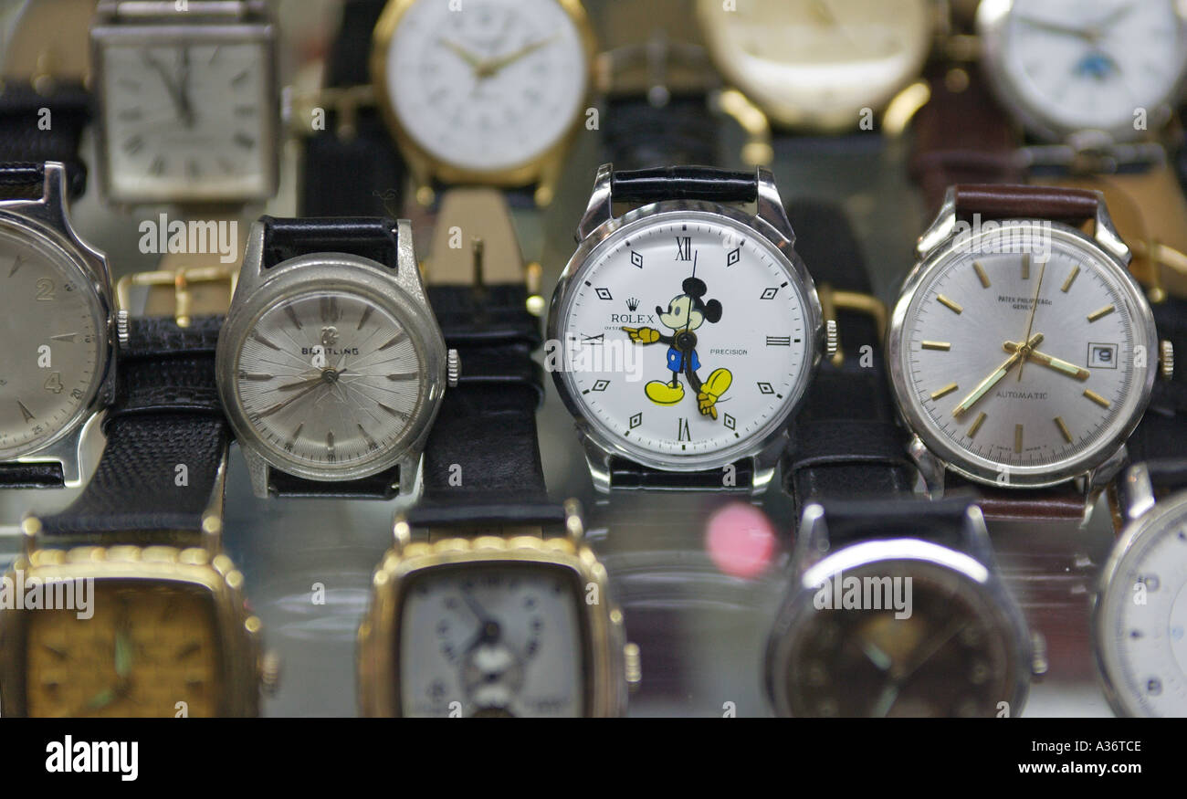 Mickey Mouse Rolex watch, a counterfeit Stock Photo