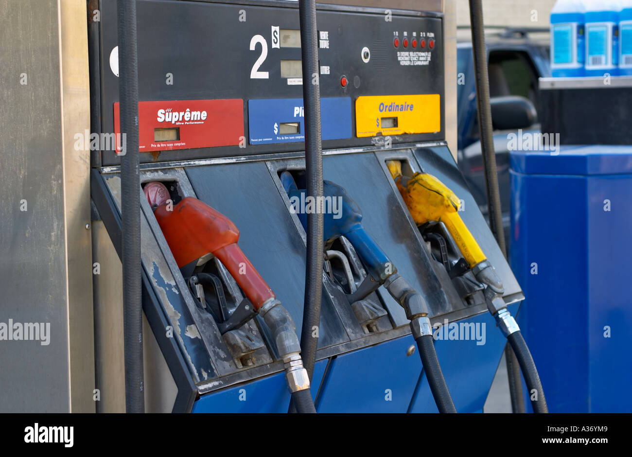 multi-colored-gas-pump-at-a-montreal-quebec-canada-fuel-station-stock