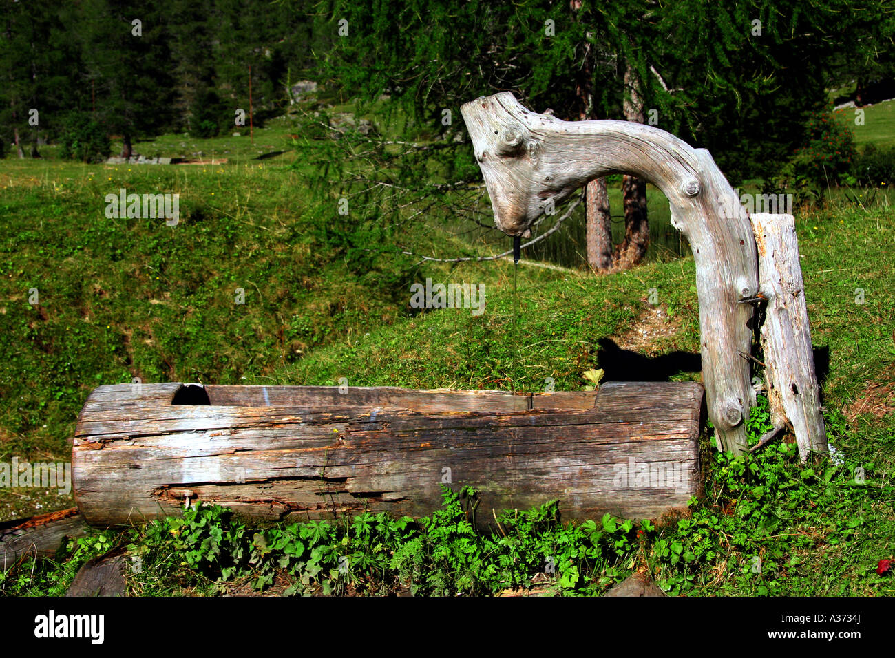 Fountain in Val Daone .Trent. Stock Photo