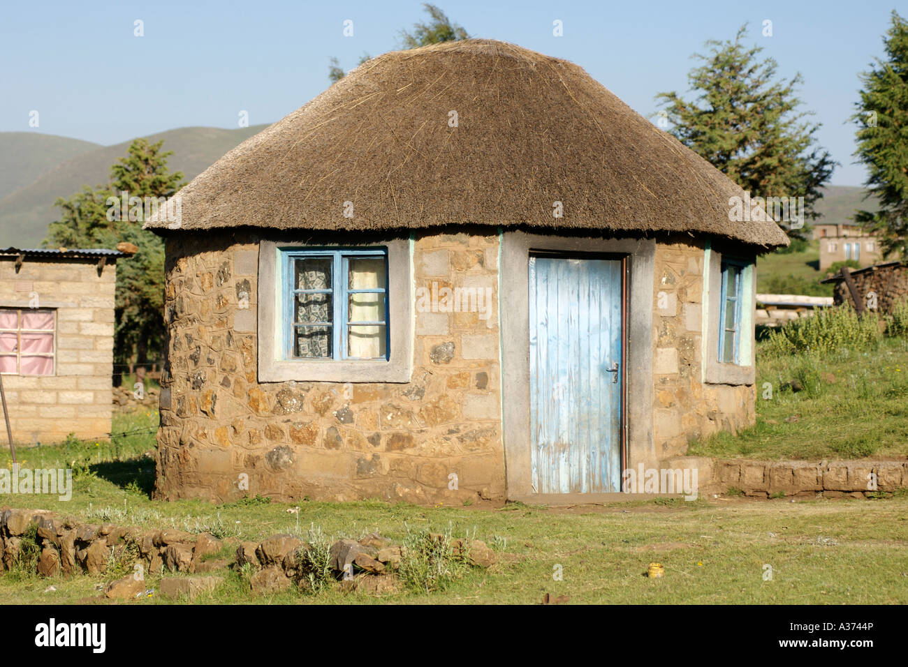 A hut in the village of Semonkong in Lesotho. Stock Photo