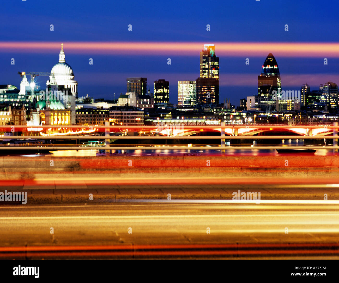 Waterloo Bridge Evening Skyline West End London UK Stock Photo