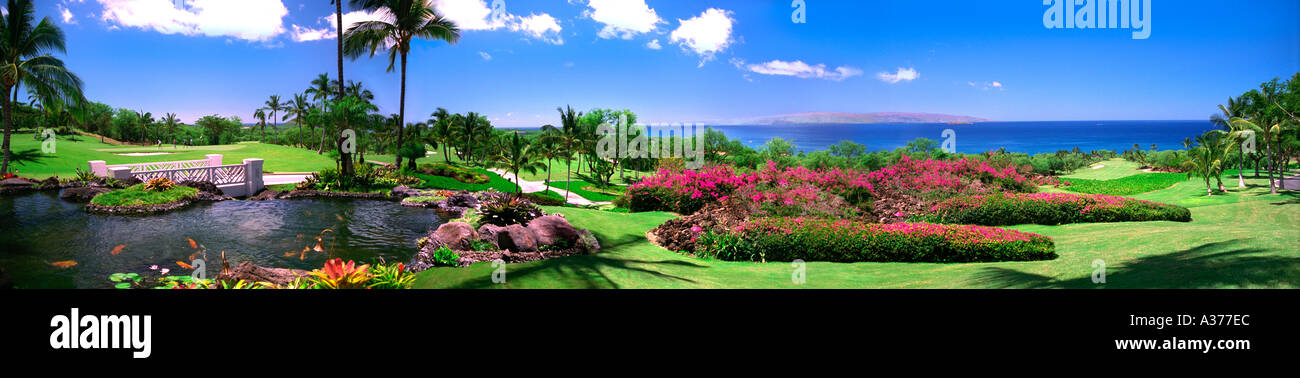 Panorama Hawaii Maui Wailea Gold Golf course Montage Stock Photo Alamy