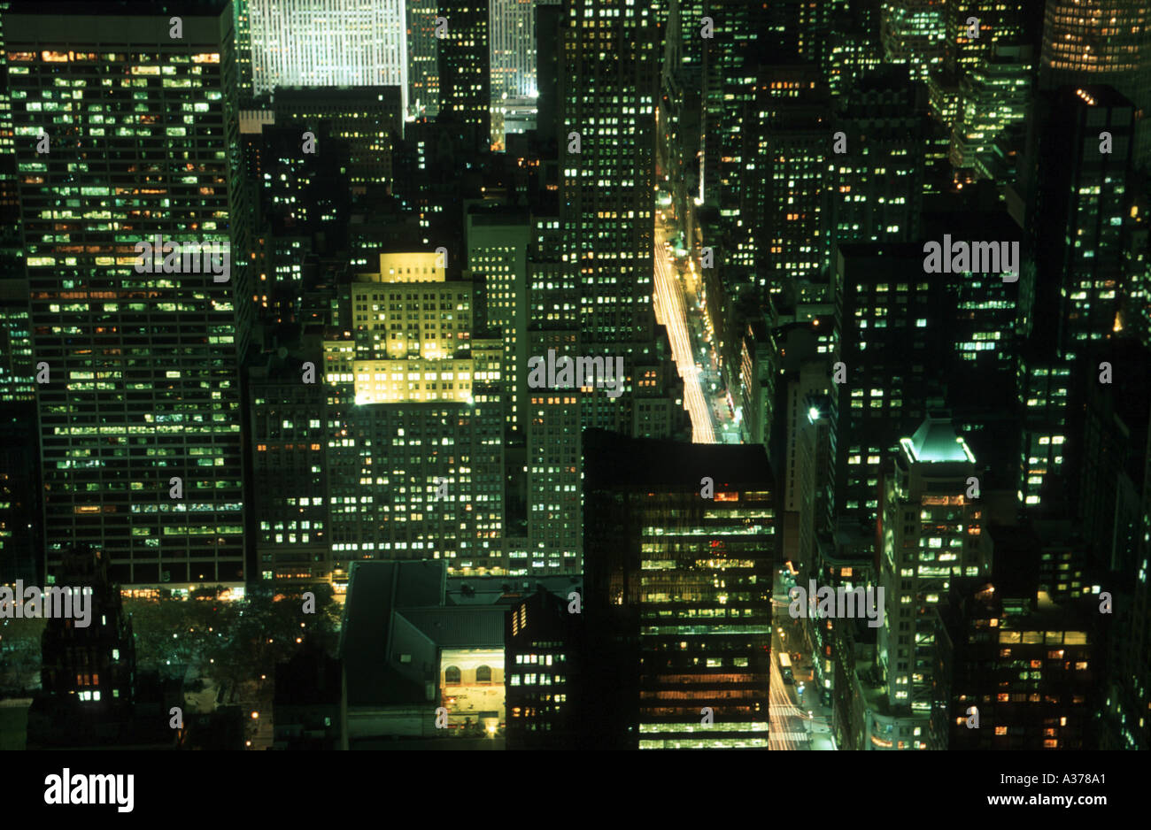 Aerial view of Manhattan at night, New York City USA Stock Photo - Alamy