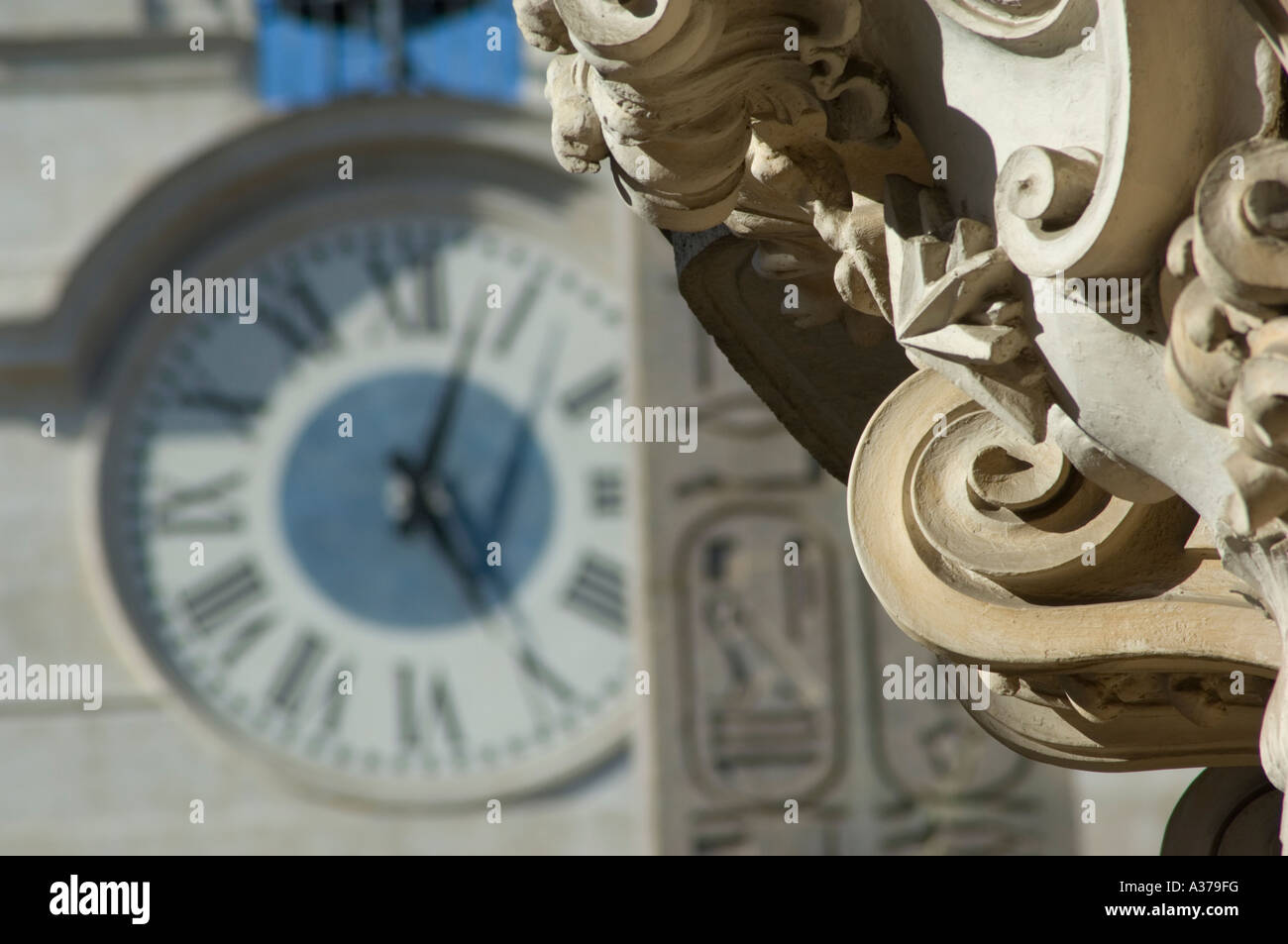 Clock face and baroque architecture Rome Italy Stock Photo Alamy