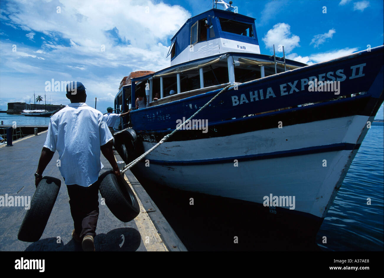 The boat connecting Salvador De Bahia with Itaparica island Brazil Stock Photo