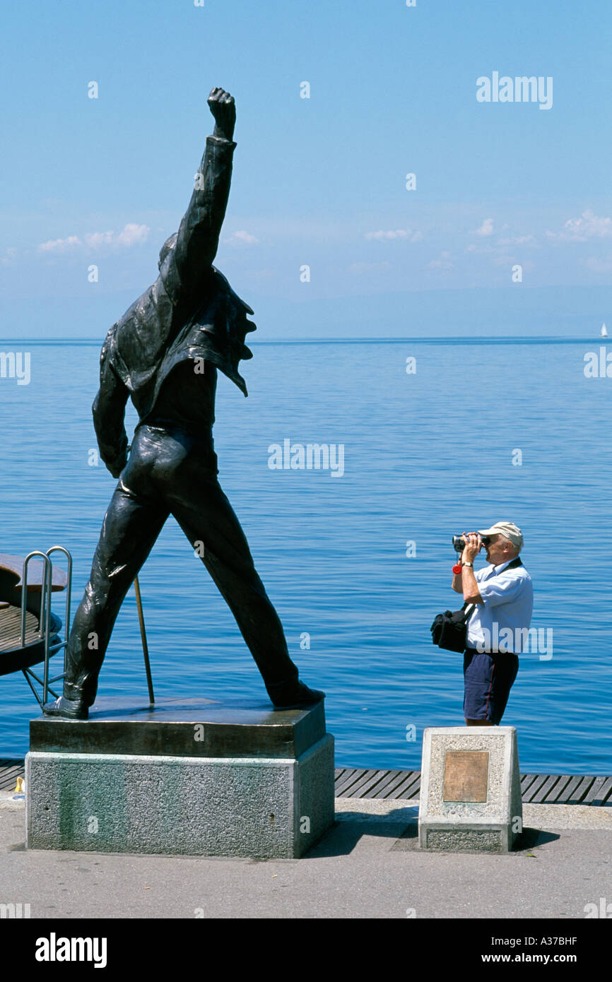 Freddie Mercury Monument Montreux Lake Geneva Switzerland Stock Photo
