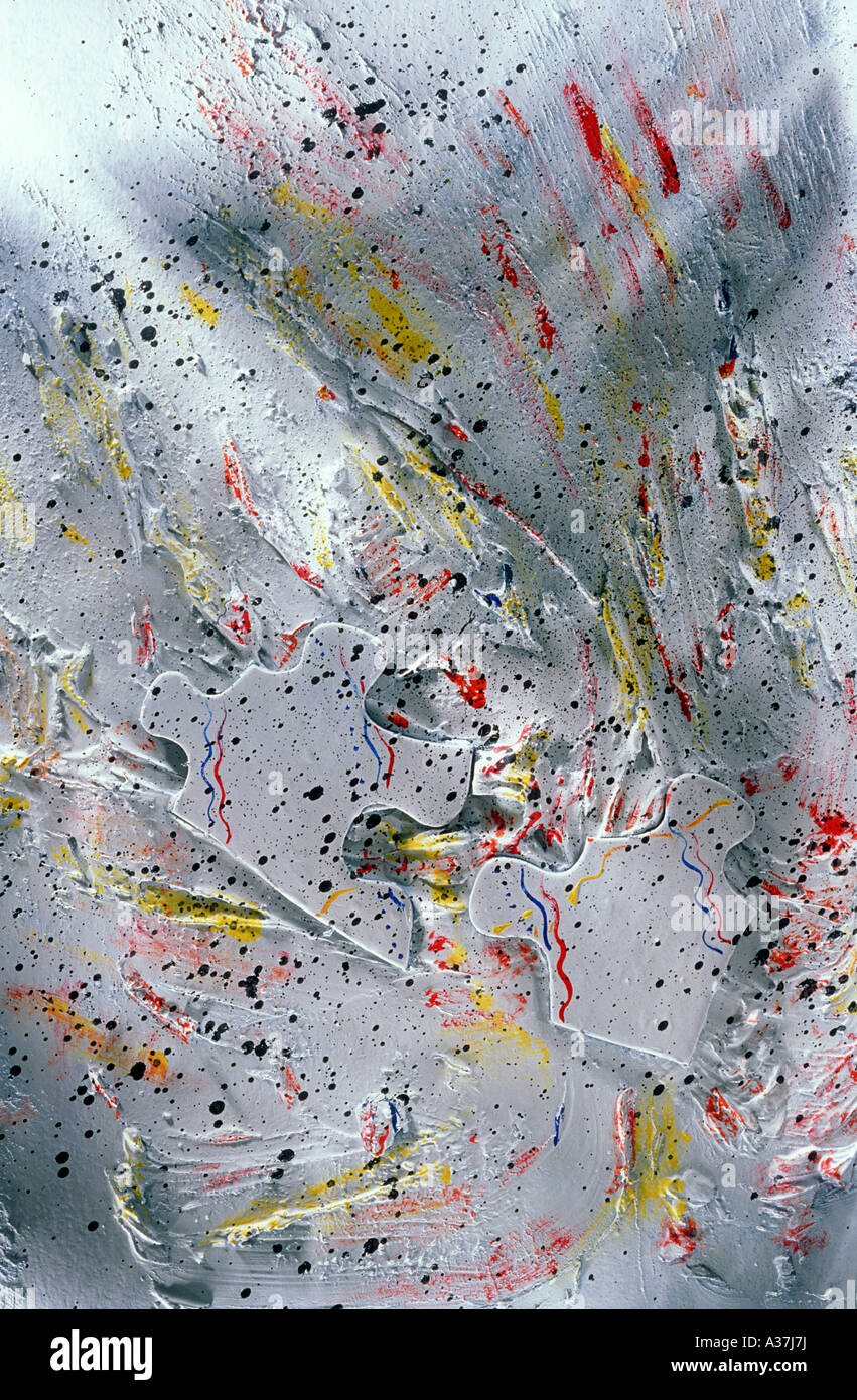 Conceptual abstract with puzzle pieces Stock Photo