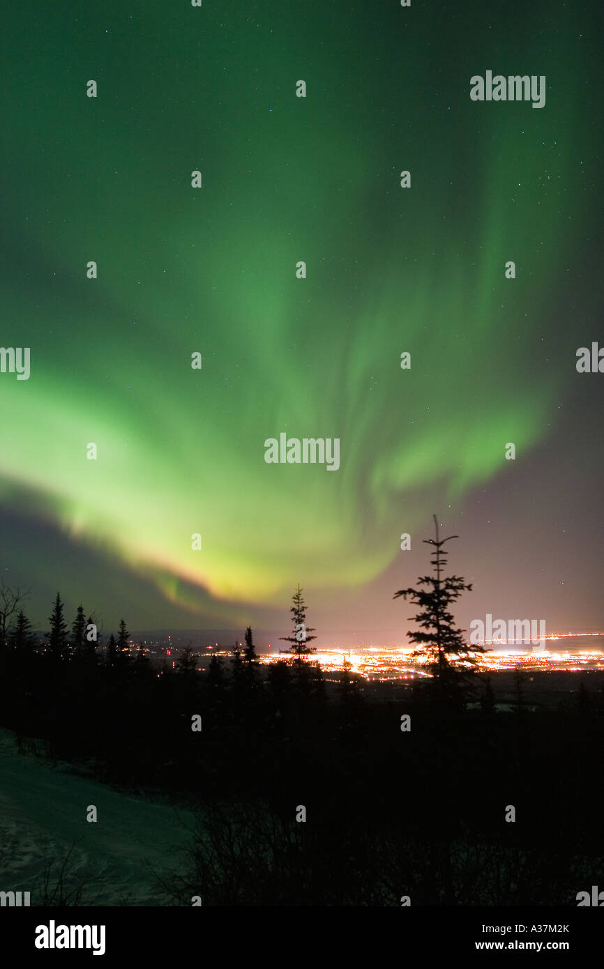 Active northern lights in the sky over Fairbanks AK Stock Photo Alamy
