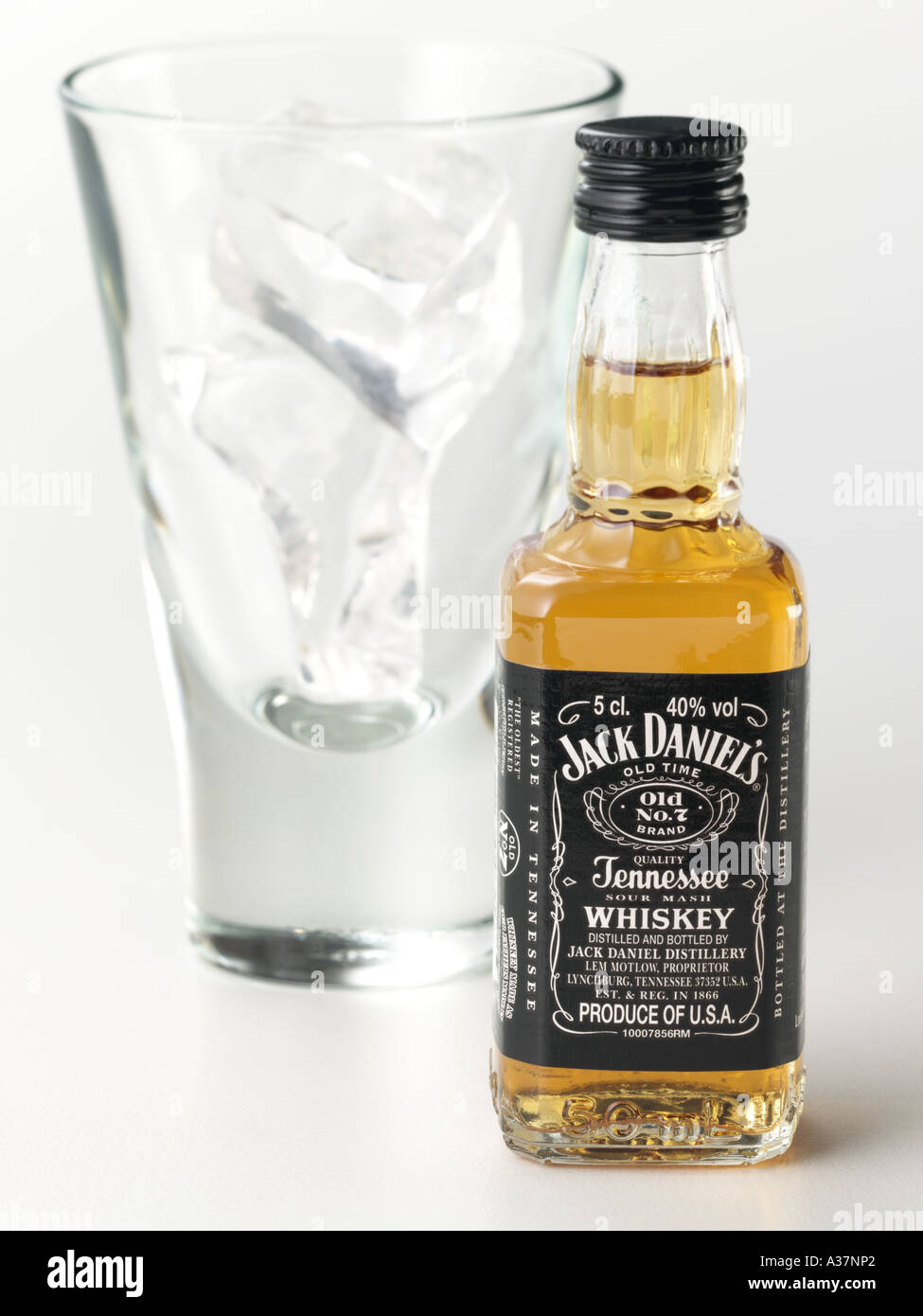 Miniature Jack Daniels Whiskey bottle and glass Stock Photo Alamy