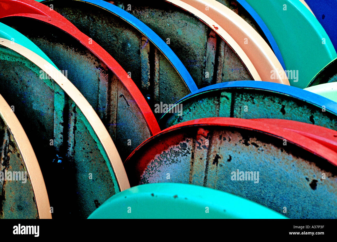 Coloured Table Tops From Torquay In Devon In England Stock Photo Alamy