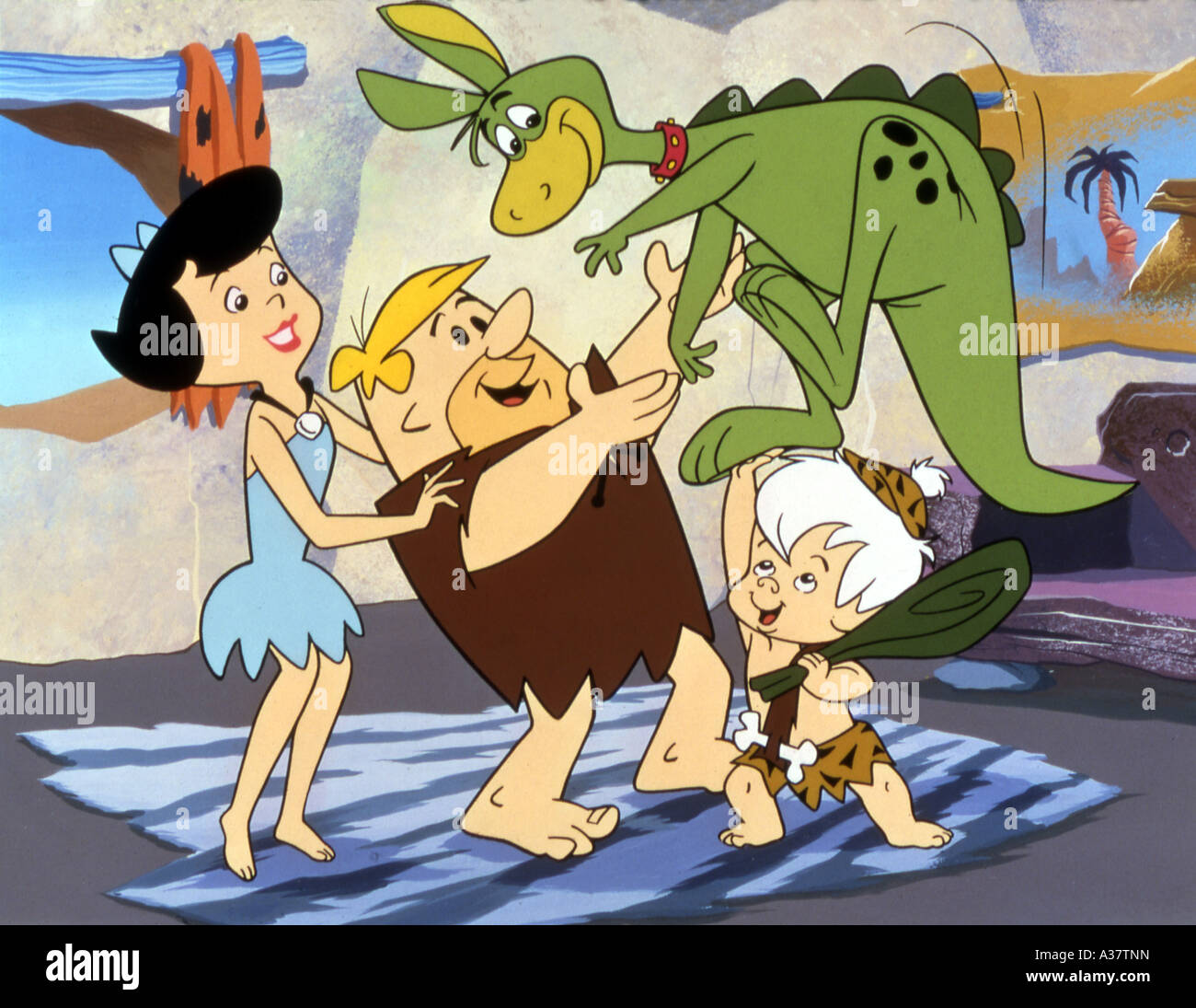 FLINTSTONES  US animated TV series produced by Hanna-Barbera productions with Betty and Barney at left Stock Photo