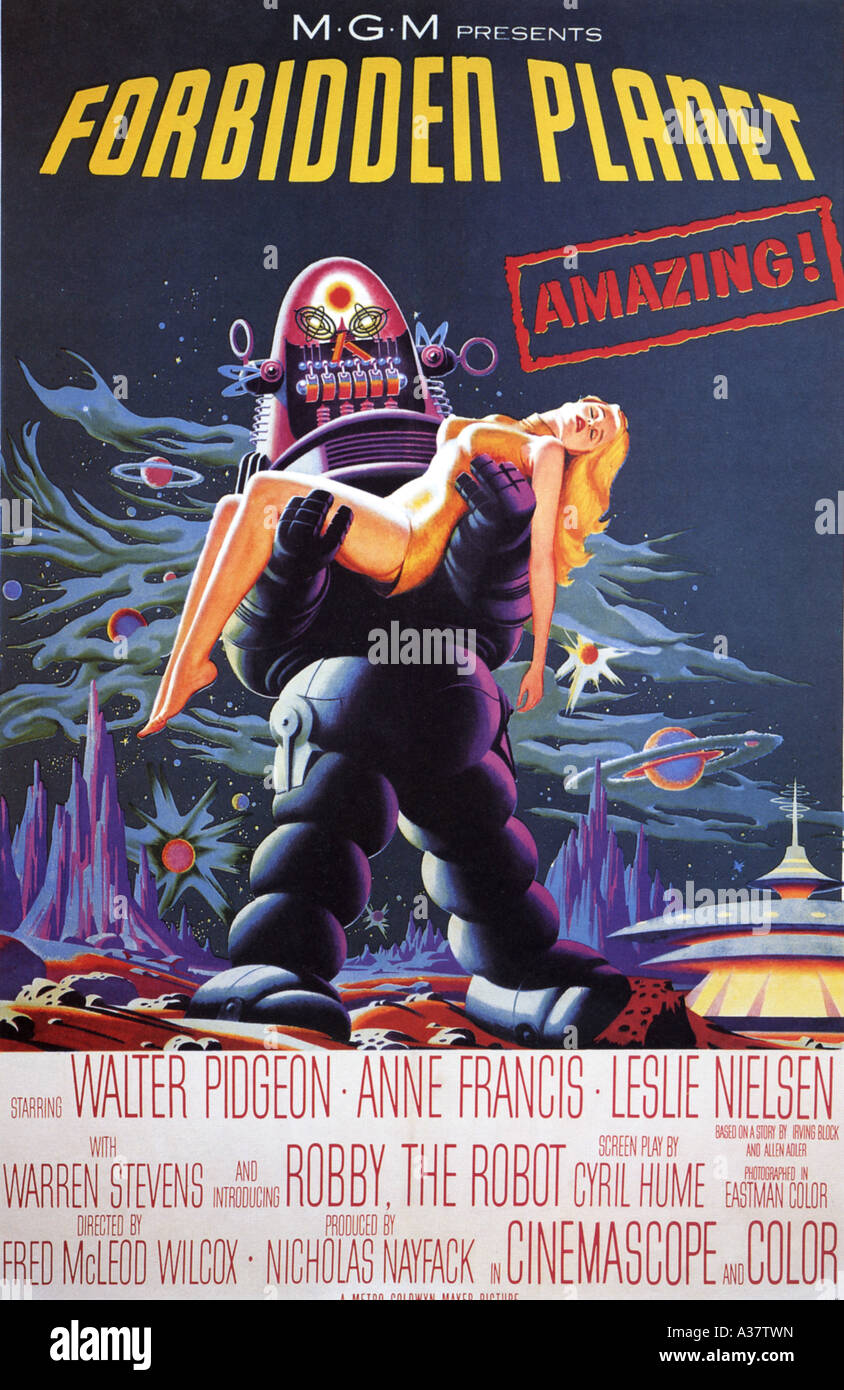 FORBIDDEN PLANET poster for 1956 MGM sci-fi Stock Photo