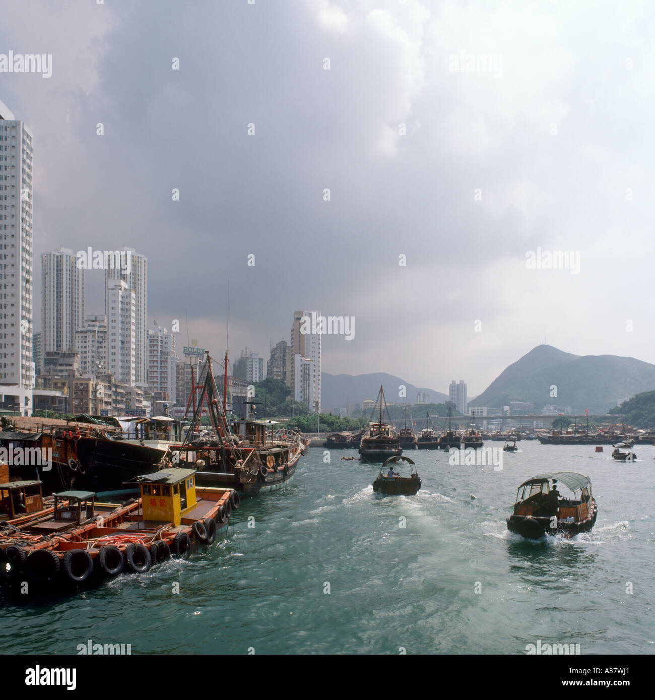 Aberdeen Harbour in 1988, Hong Kong Island, Hong Kong Stock Photo