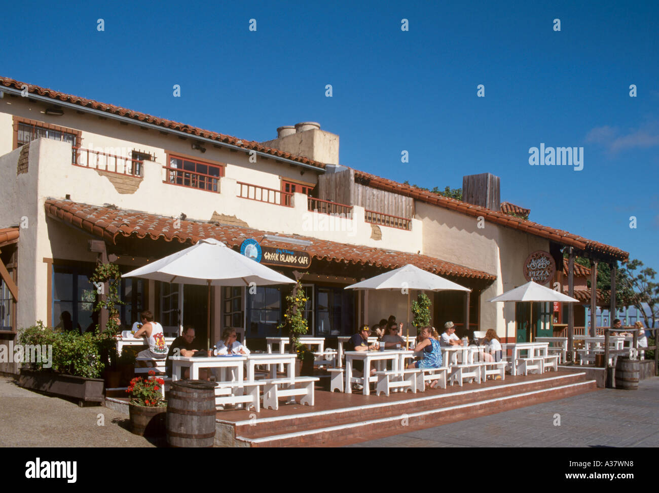 Greek Islands Cafe, Seaport Village, San Diego, California, USA taken in 1996 Stock Photo