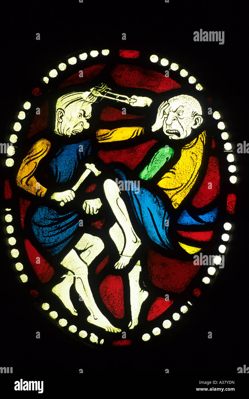 Stained Glass Hammer and Tongs Stock Photo Alamy