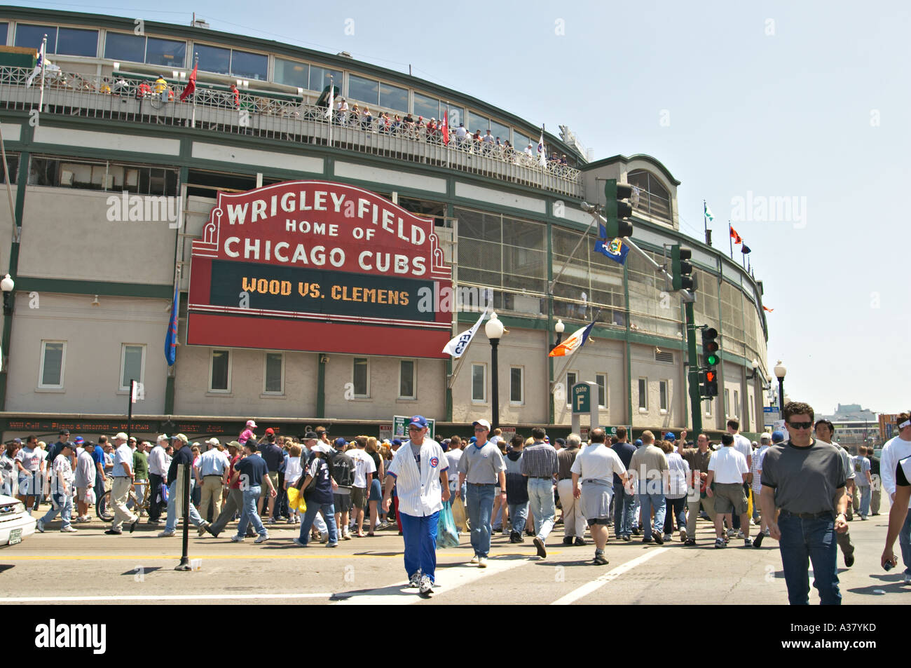 BASEBALL Chicago Illinois Famous red sign on exterior of Wrigley Field