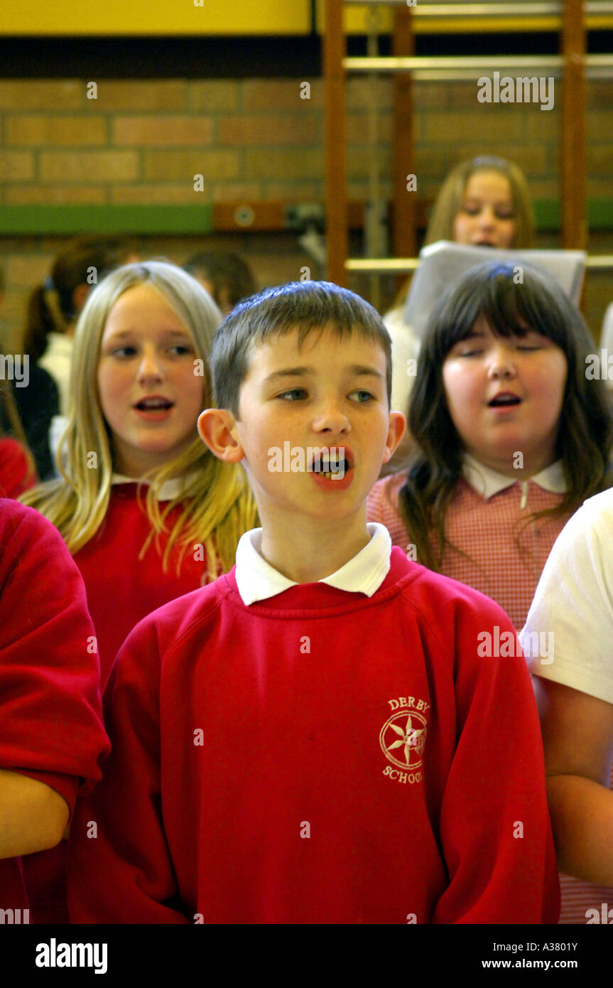 school choir boy girls sing singing red colour color vertical education