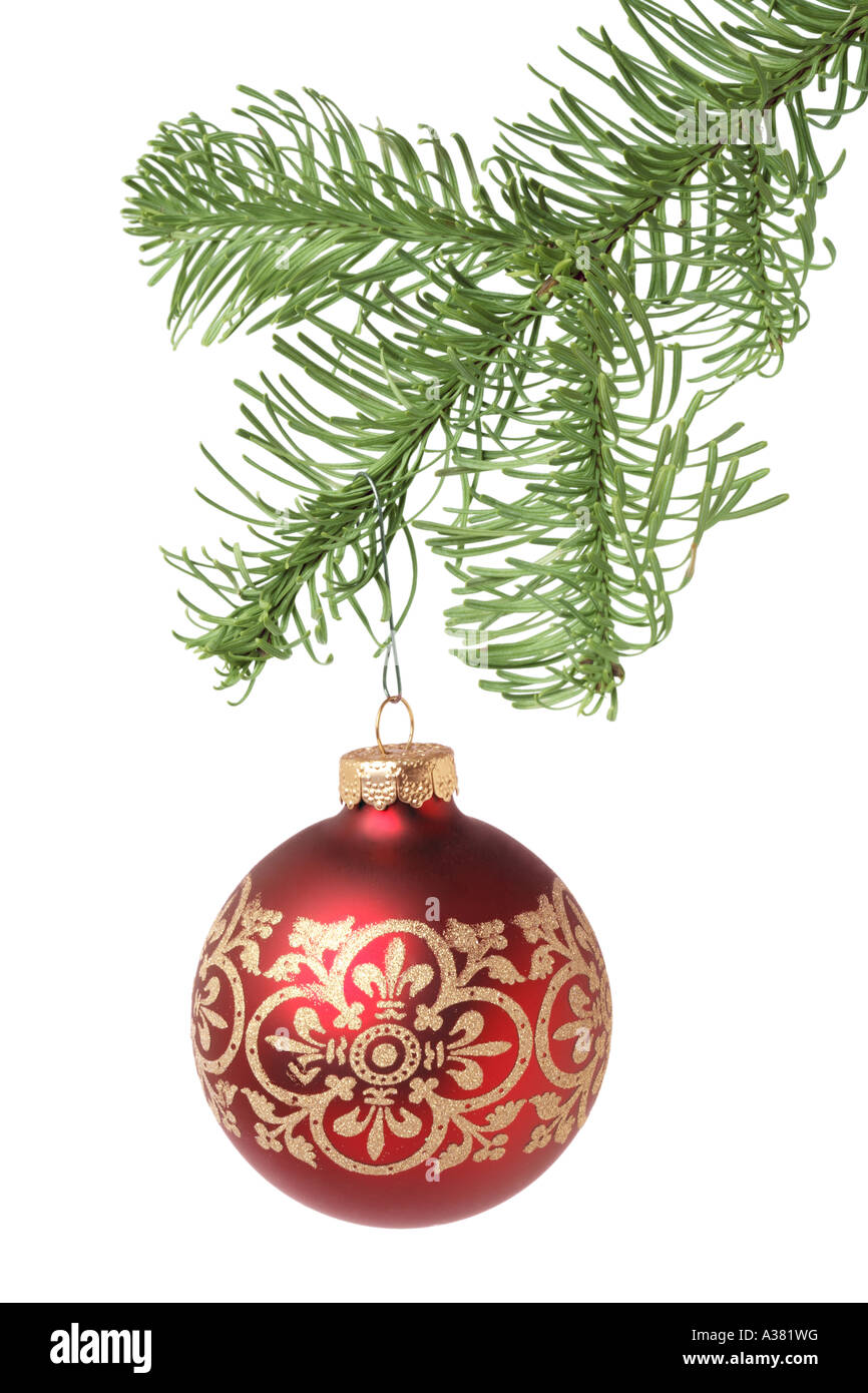 Christmas Ornament on Tree Branch Stock Photo