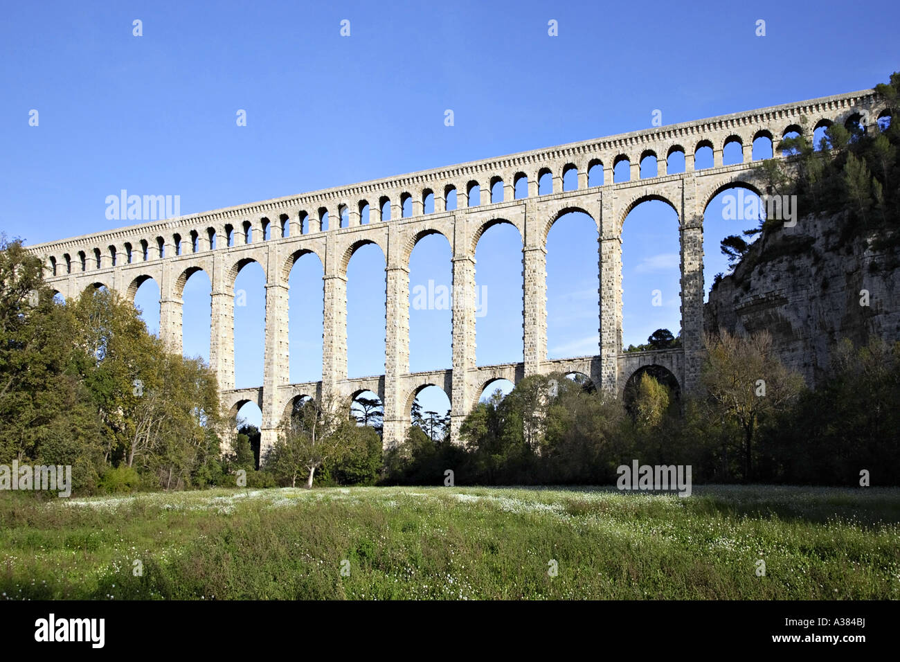 Roquefavour aqueduct near Aix en Provence, France. Stock Photo
