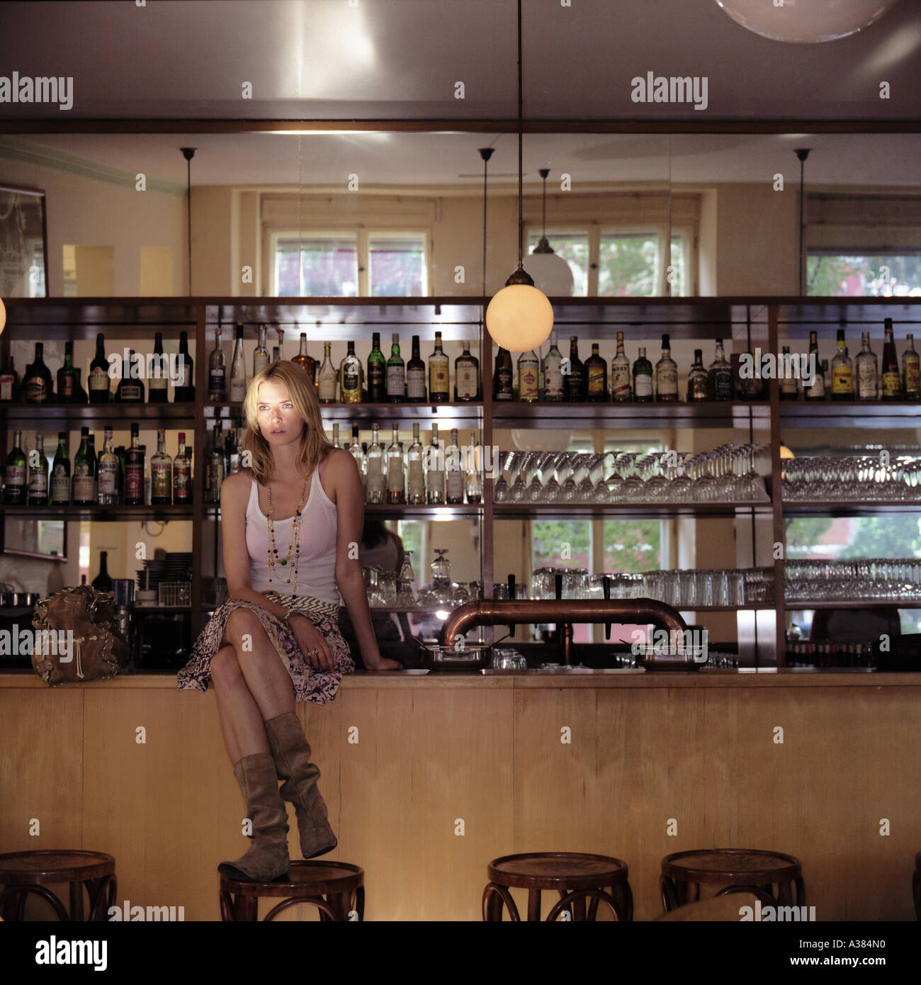 Supermodel Eva Padberg photographed in the restaurant Brot und Rosen Padberg lives in Berlin Stock Photo