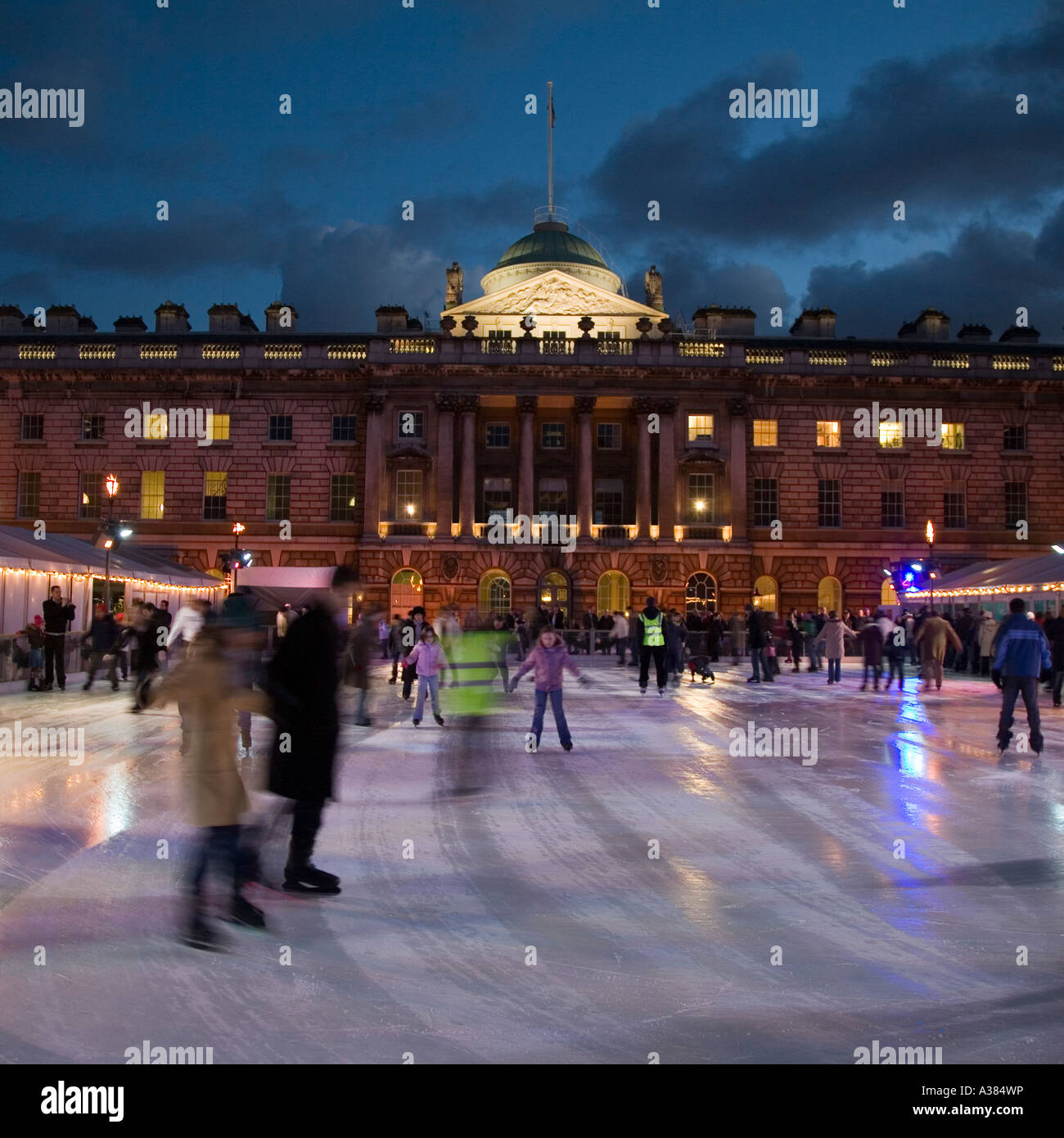 Ice Skating Outside Somerset House West end London UK Stock Photo Alamy