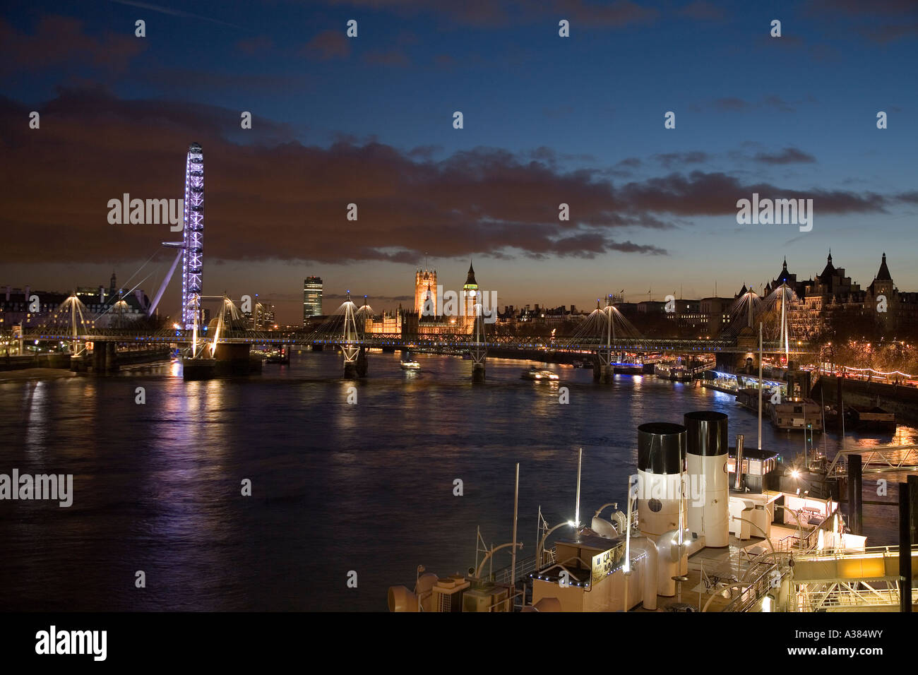 London Skyline From Waterloo Bridge London UK Stock Photo