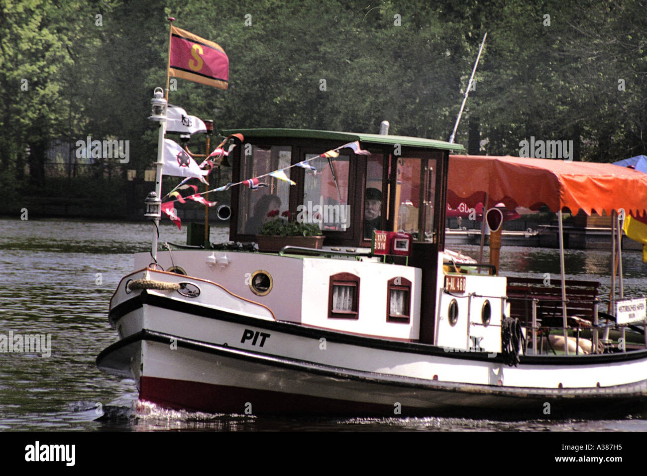 boat on the river Spree Stock Photo