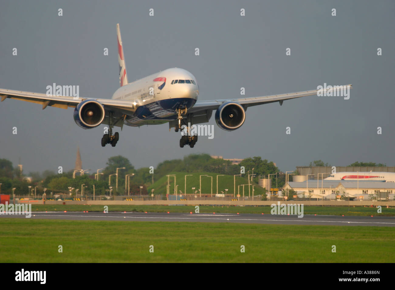 British Airways Boeing 777 about to land at London Heathrow Airport England UK Stock Photo
