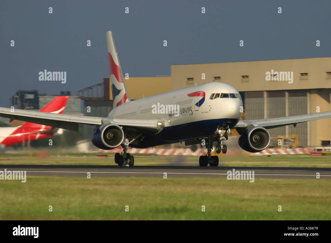 British Airways Boeing 767 touching down at London Heathrow Airport United Kingdom Stock Photo