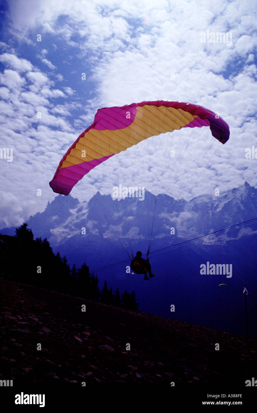 Paragliding in the Alps Chamonix France Stock Photo