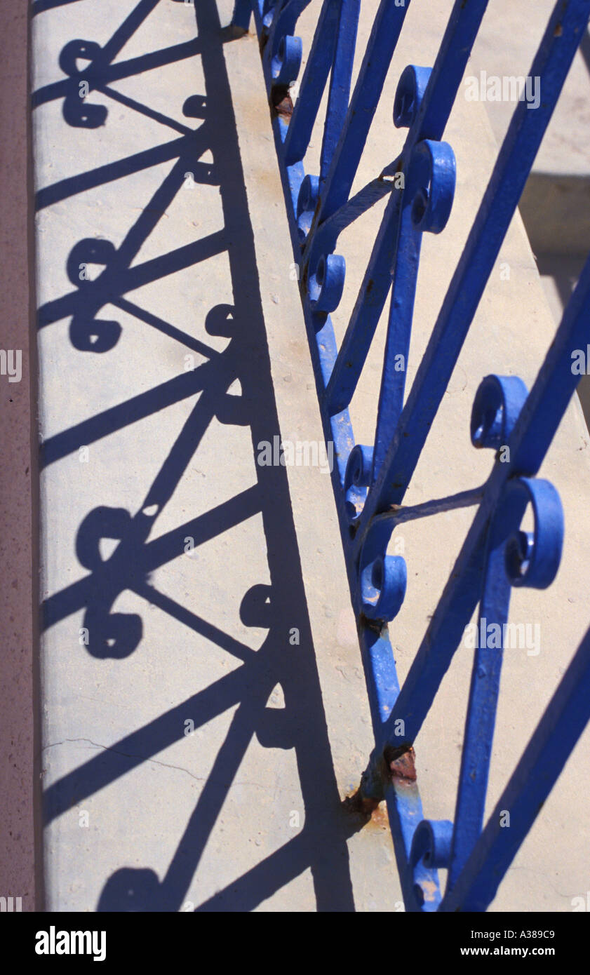 Greece Railing Santorini blue rail hi-res stock photography and images - Alamy