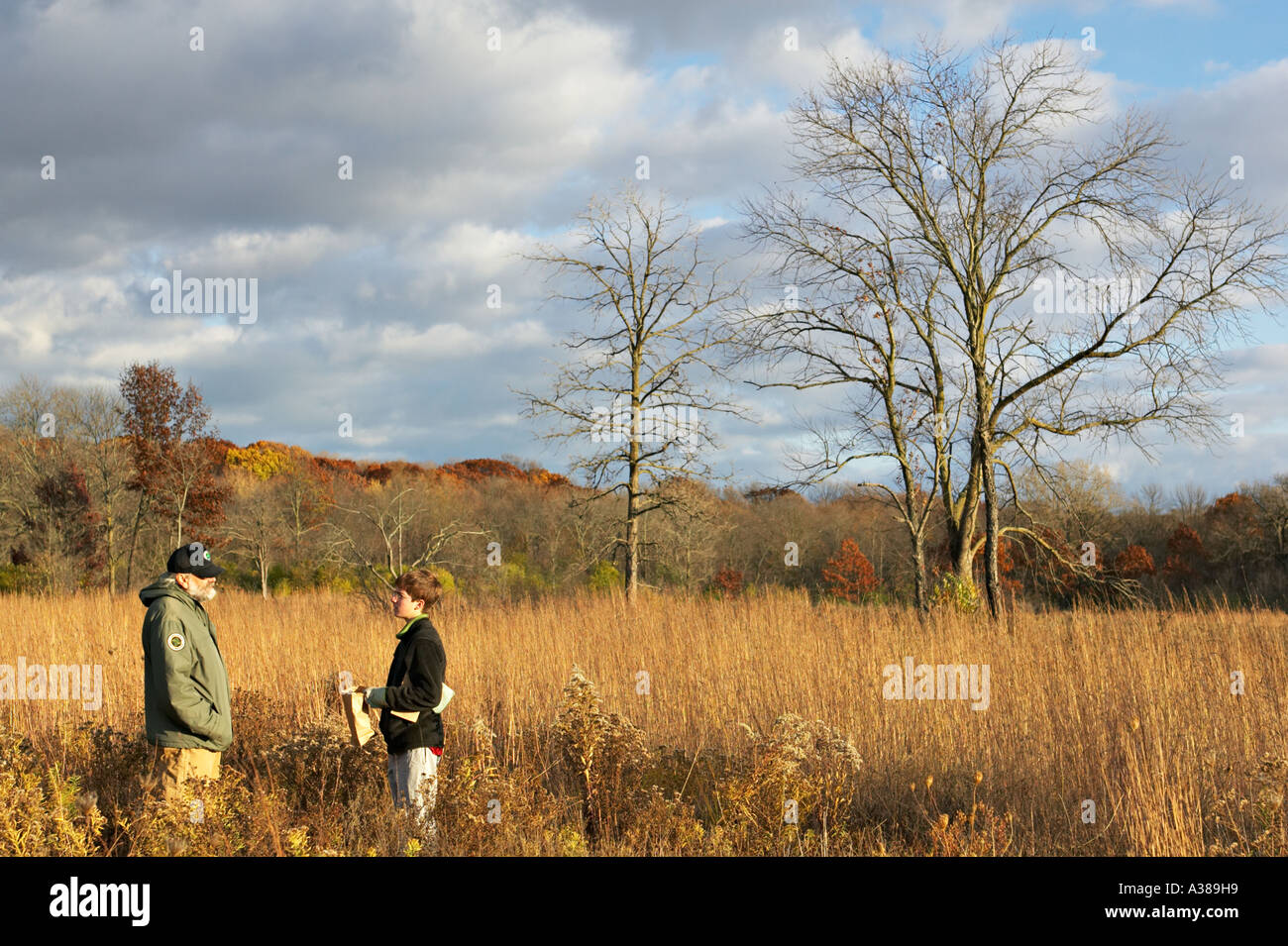 PRESERVES Vernon Hills Illinois Teenage boy talk to adult male ranger ...