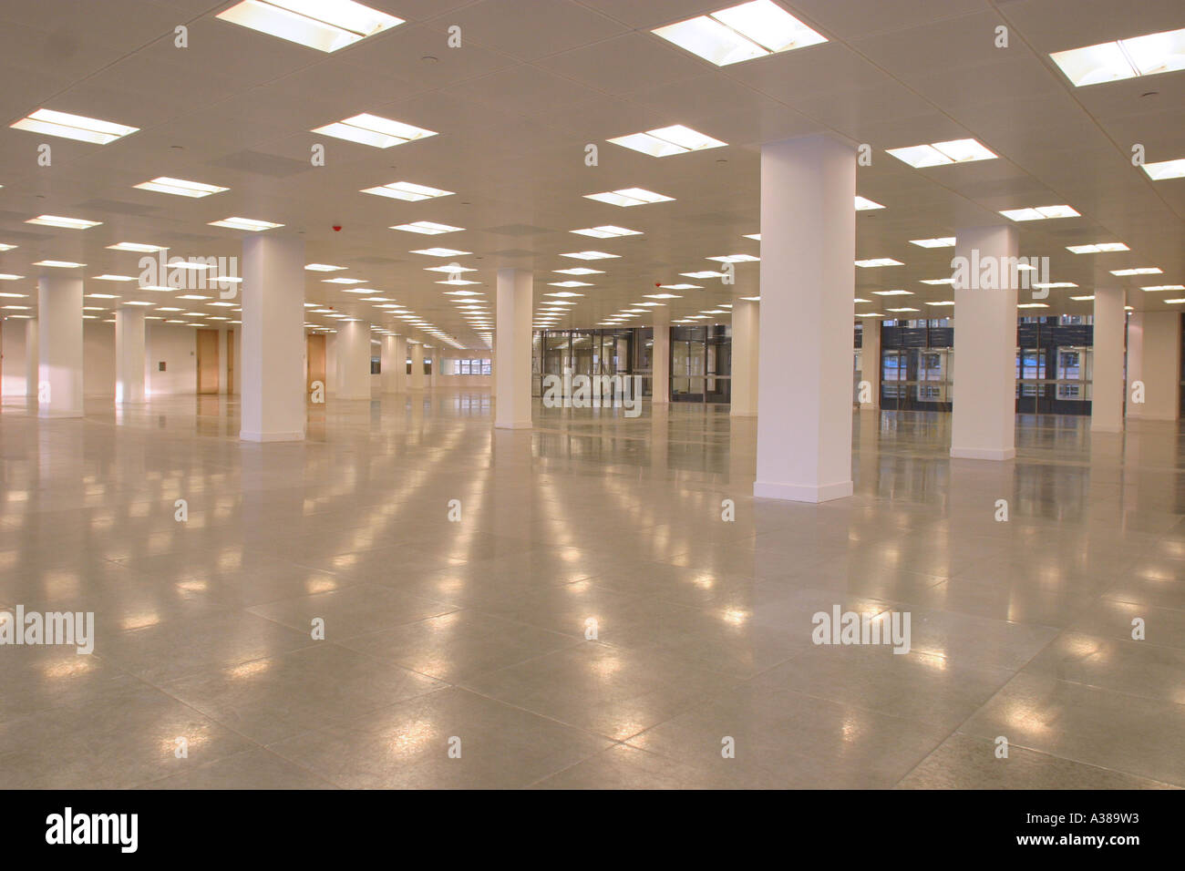 Interior of Victoria Plaza, on Buckingham Palace Road in London is an office building that has recently been refurbished and now Stock Photo