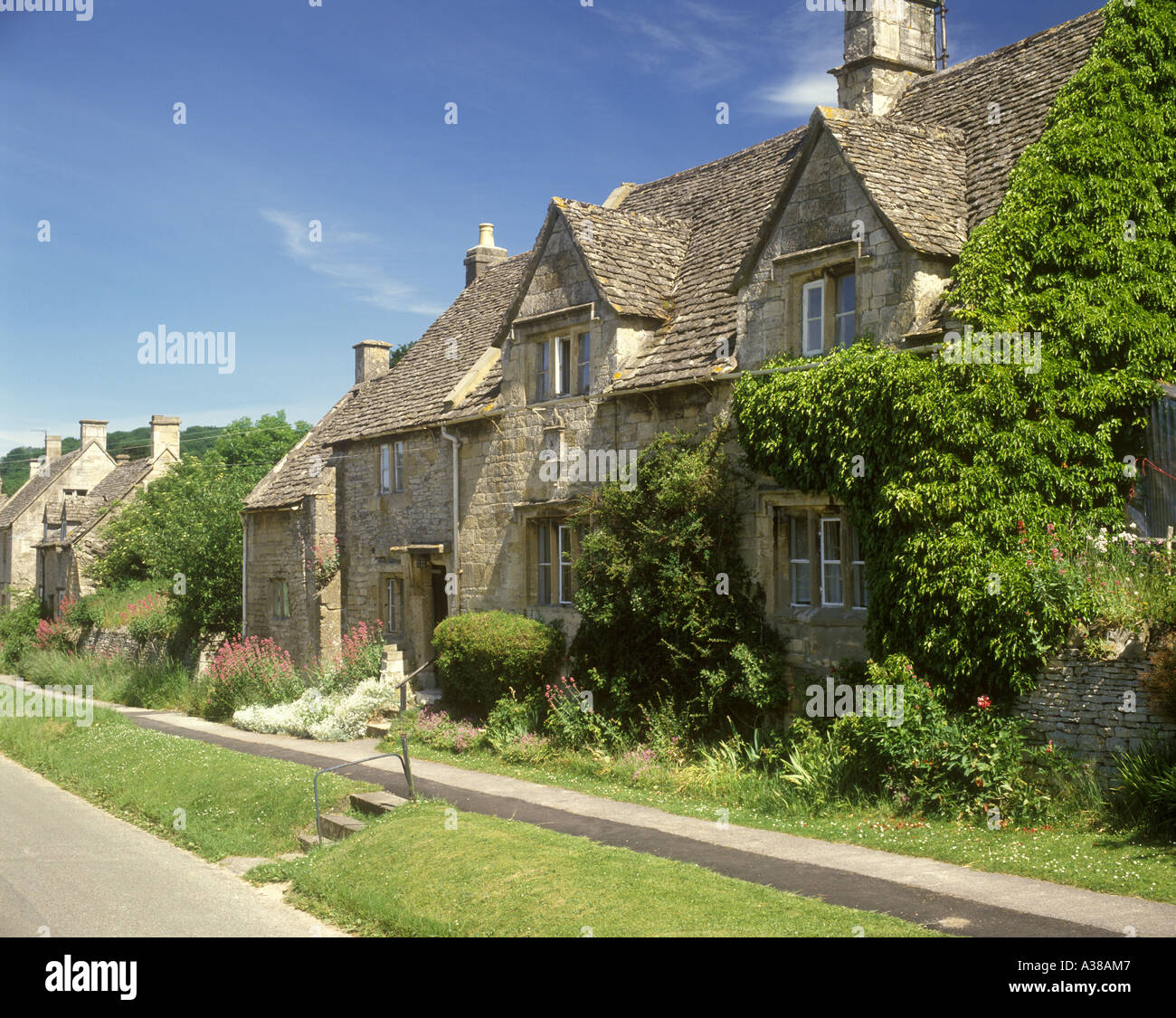 Cottages in the Cotswold village of Whittington, Gloucestershire Stock