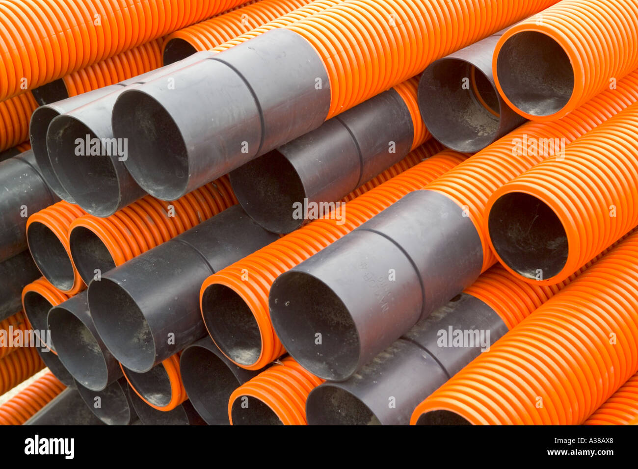 corrugated plastic conduit pipes awaiting delivery Stock Photo Alamy