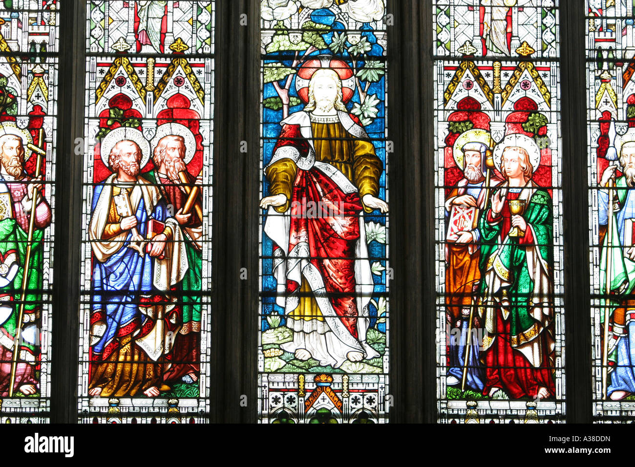 Stained glass window inside Rippon Cathedral Stock Photo - Alamy