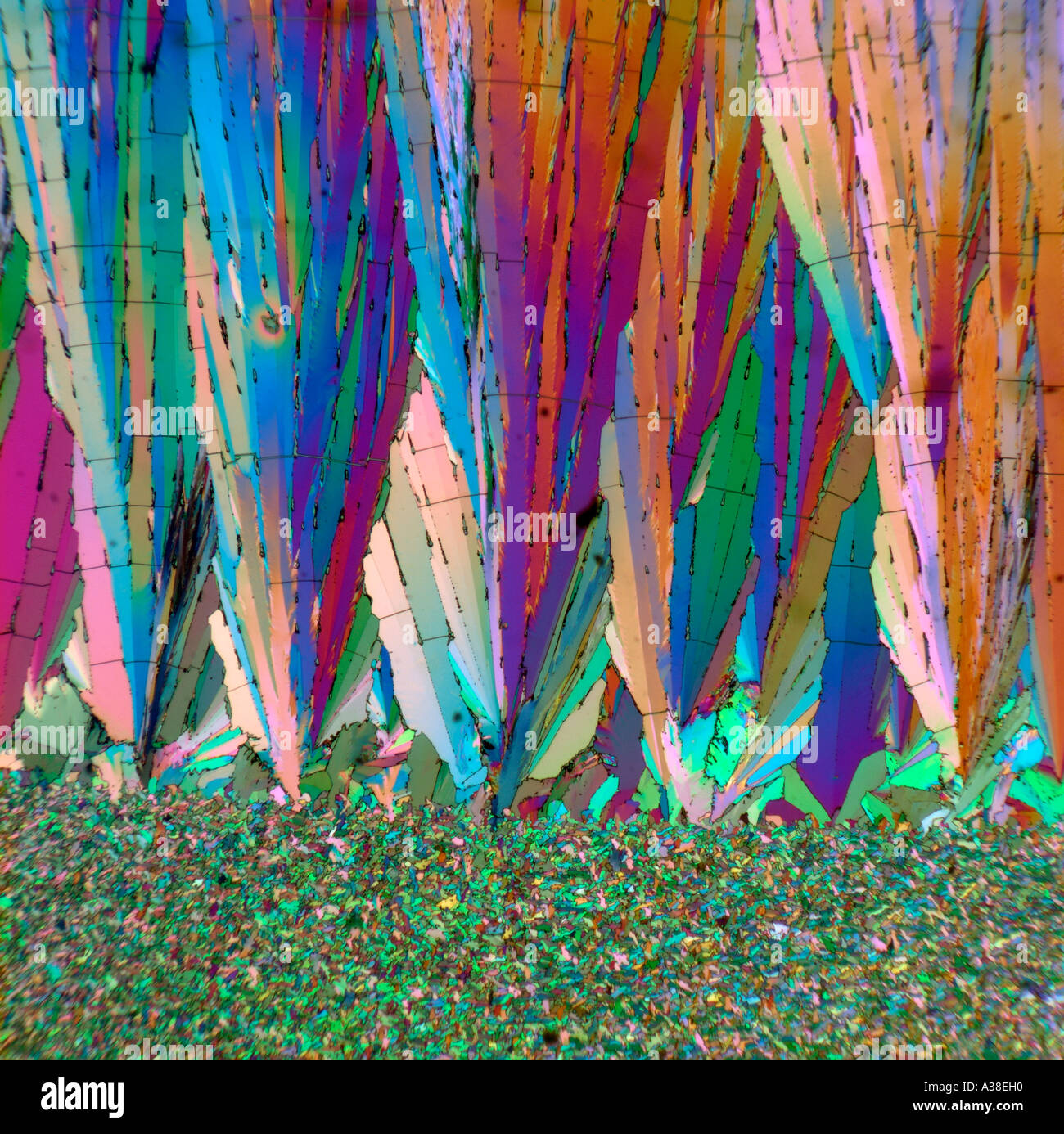 Coumarin cross polarized photomicrograph Stock Photo
