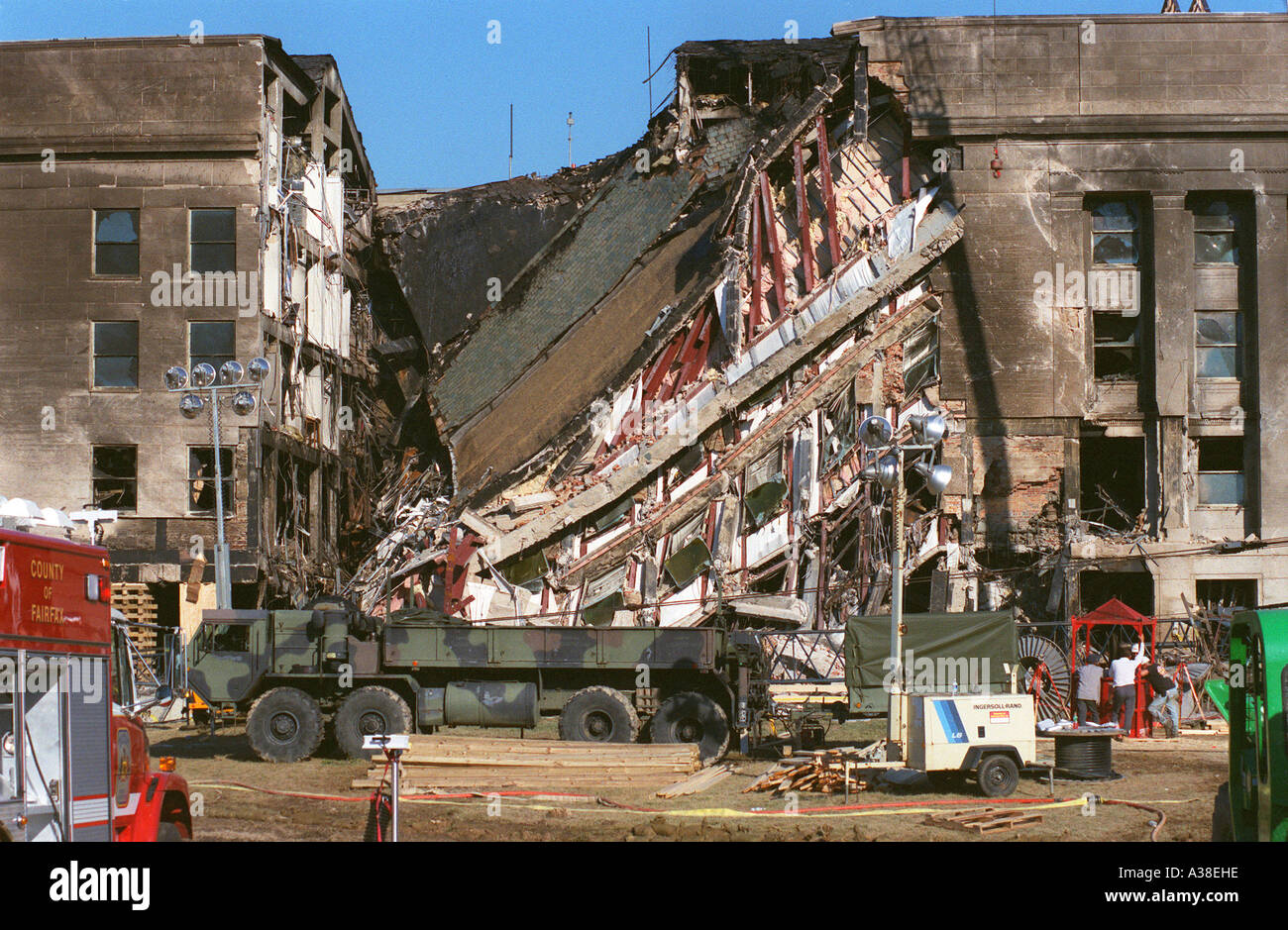 Aftermath of the September 11 2001 terrorist attack on the Pentagon, Washington D.C. Stock Photo